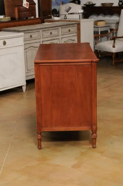 French 1790s Louis XVI Period Three Drawer Cherry Commode with Brass Hardware