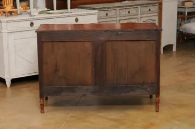 French 1790s Louis XVI Period Three Drawer Cherry Commode with Brass Hardware