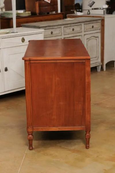 French 1790s Louis XVI Period Three Drawer Cherry Commode with Brass Hardware