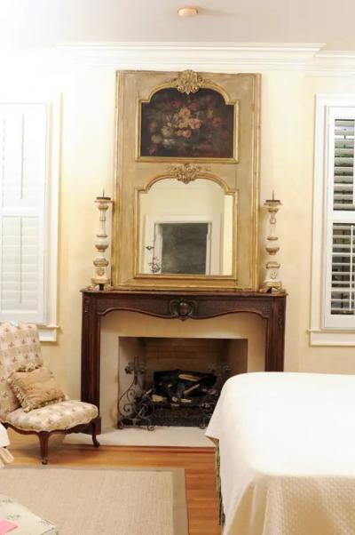 French 1790s Painted Trumeau Mirror with Original Oil on Canvas Floral Painting