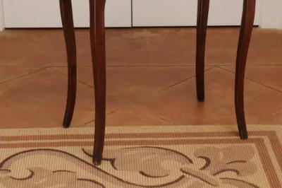 French 1790s Walnut Side Table with Side Drawer Curving Legs and Carved Apron