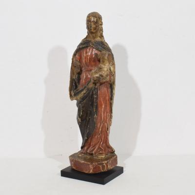 French 17th Century Baroque Wooden Madonna with Child