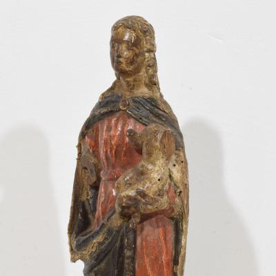 French 17th Century Baroque Wooden Madonna with Child