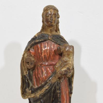 French 17th Century Baroque Wooden Madonna with Child