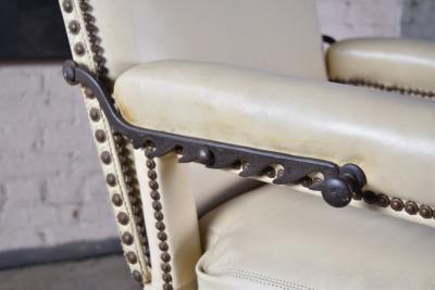 French 17th Century Walnut and Leather Covered Reclining or Ratchet Chair