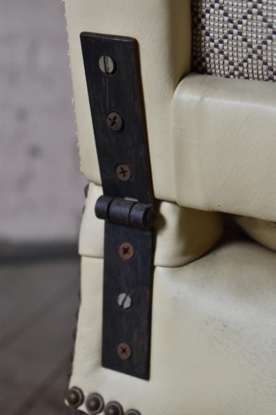 French 17th Century Walnut and Leather Covered Reclining or Ratchet Chair