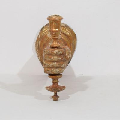 French 17th century Baroque Carved Gildwood Arm Wall Sconce Candle Holder