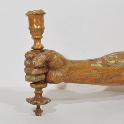 French 17th century Baroque Carved Gildwood Arm Wall Sconce Candle Holder