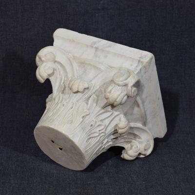 French 18 19th Century Carved White Marble Neoclassical Capital