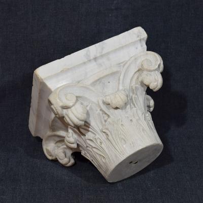 French 18 19th Century Carved White Marble Neoclassical Capital