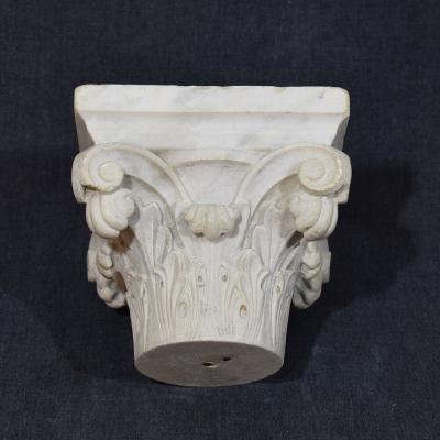 French 18 19th Century Carved White Marble Neoclassical Capital