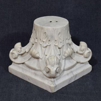 French 18 19th Century Carved White Marble Neoclassical Capital
