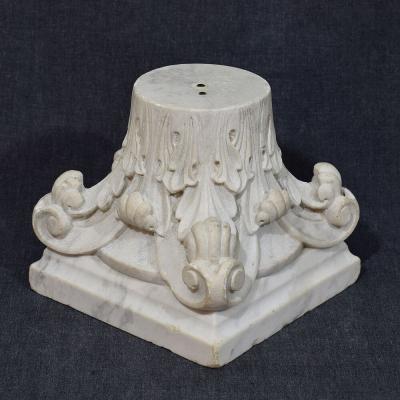 French 18 19th Century Carved White Marble Neoclassical Capital