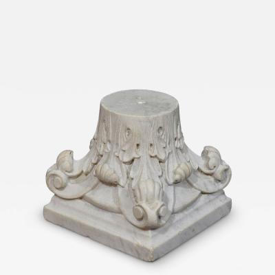 French 18 19th Century Carved White Marble Neoclassical Capital