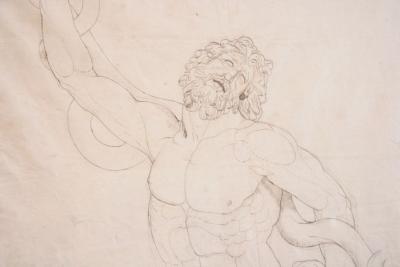 French 1820s Pen and Ink Study in 1830s French Charles X Frame