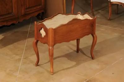 French 1850s Louis XV Style Cherry Planter with Quatrefoil Motifs and T le Liner