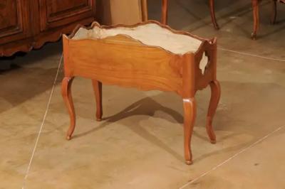 French 1850s Louis XV Style Cherry Planter with Quatrefoil Motifs and T le Liner