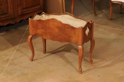 French 1850s Louis XV Style Cherry Planter with Quatrefoil Motifs and T le Liner