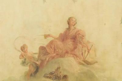 French 1850s Napol on III Framed Architectural Panel with Allegory of the Arts