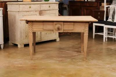 French 1850s Napol on III Period Center Table with Carved Motifs and Drawer