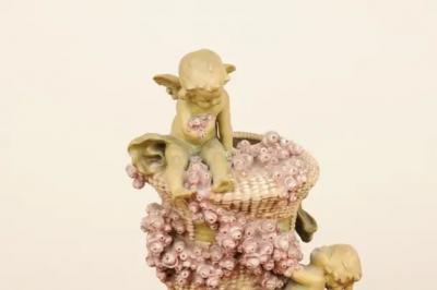 French 1860s Napol on III Painted Terracotta Vase with Playful Cherubs and Roses