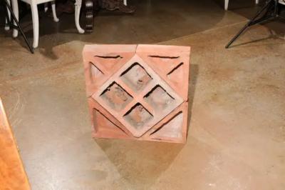 French 1880s Red Terracotta Panel Depicting a Rooster on a Quadrilobe