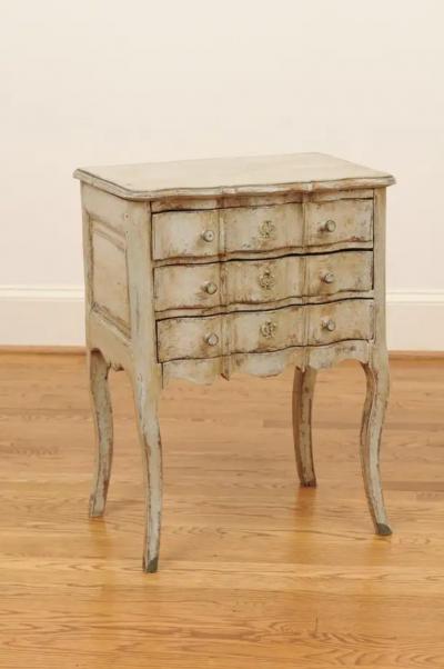 French 1880s Rococo Style Three Drawer Bedside Chest with Serpentine Front