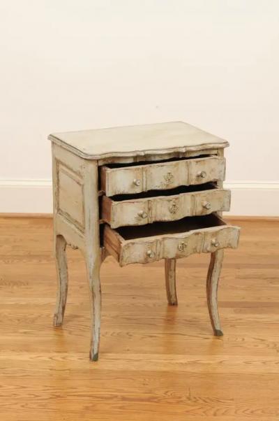 French 1880s Rococo Style Three Drawer Bedside Chest with Serpentine Front