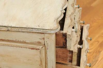 French 1880s Rococo Style Three Drawer Bedside Chest with Serpentine Front