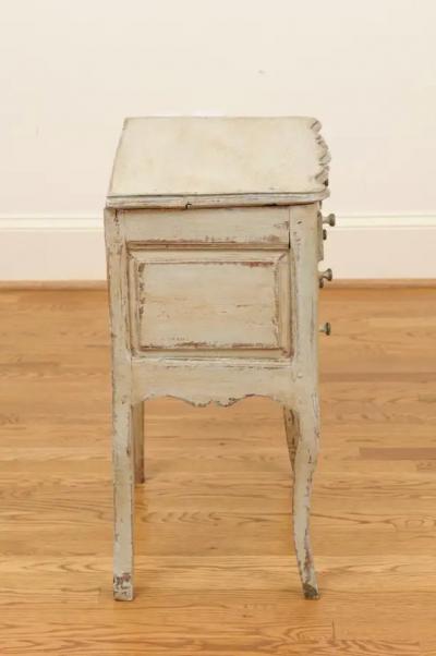 French 1880s Rococo Style Three Drawer Bedside Chest with Serpentine Front