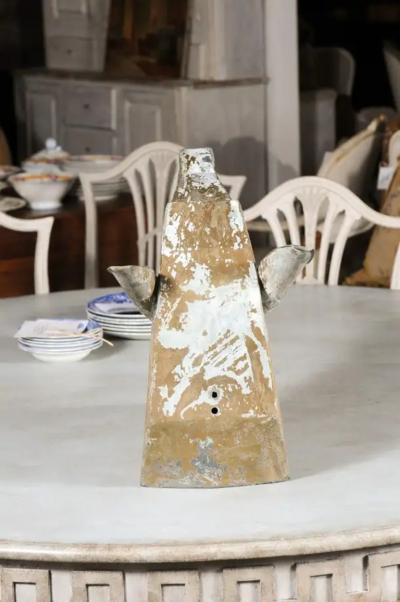 French 1890s Gilded Zinc Horse Head Sculpture with Angular Traits and Patina