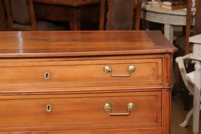 French 1890s Louis XVI Style Three Drawer Commode with Rounded Fluted Side Posts