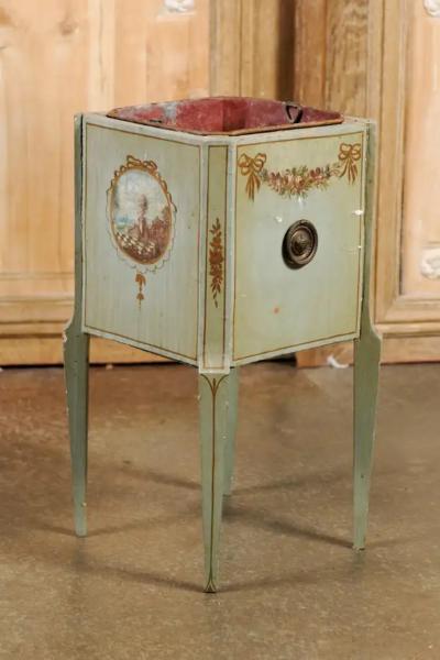 French 1890s Painted Wood Planter with Landscapes in Ribbon Tied Medallions