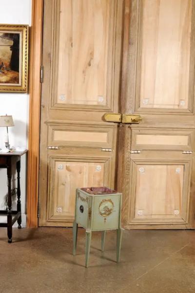 French 1890s Painted Wood Planter with Landscapes in Ribbon Tied Medallions