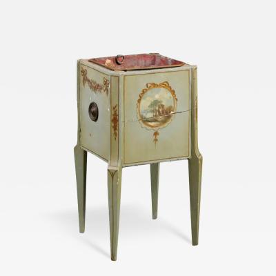 French 1890s Painted Wood Planter with Landscapes in Ribbon Tied Medallions