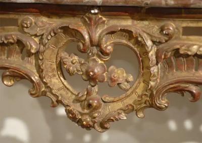 French 1890s Rococo Style Carved Giltwood Console Table with Floral D cor