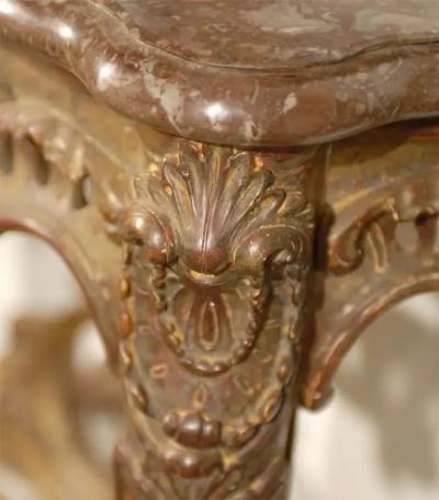 French 1890s Rococo Style Carved Giltwood Console Table with Floral D cor