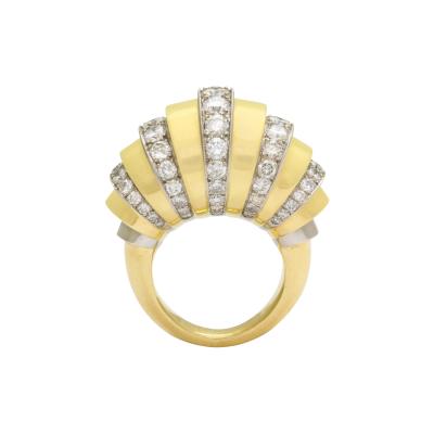 French 18K Gold Diamond Ring Circa 1940s