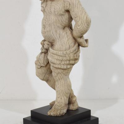 French 18th Century Baroque Hand Carved Oak Caryatid Figure