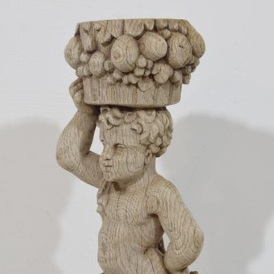 French 18th Century Baroque Hand Carved Oak Caryatid Figure