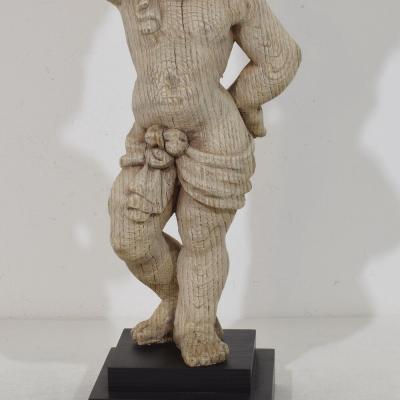 French 18th Century Baroque Hand Carved Oak Caryatid Figure