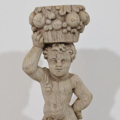 French 18th Century Baroque Hand Carved Oak Caryatid Figure