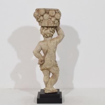 French 18th Century Baroque Hand Carved Oak Caryatid Figure