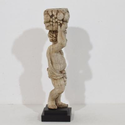 French 18th Century Baroque Hand Carved Oak Caryatid Figure