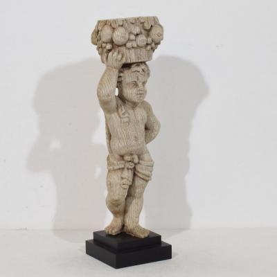 French 18th Century Baroque Hand Carved Oak Caryatid Figure