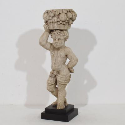 French 18th Century Baroque Hand Carved Oak Caryatid Figure