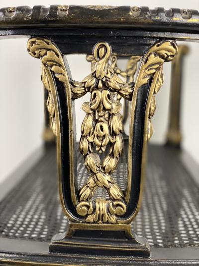 French 18th Century Carved Ebonized Window Bench with Gilded Accents France