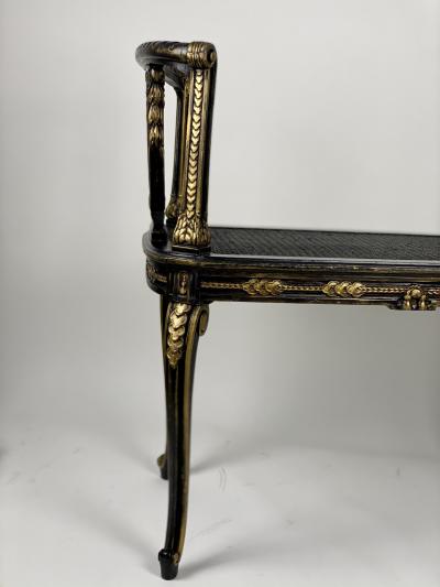 French 18th Century Carved Ebonized Window Bench with Gilded Accents France