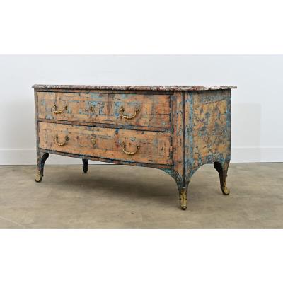 French 18th Century Commode with Original Paint and Marble Top