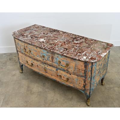 French 18th Century Commode with Original Paint and Marble Top